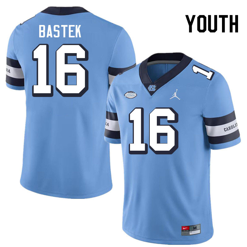 Youth #16 Ben Bastek North Carolina Tar Heels College Football Jerseys Stitched-Throwback